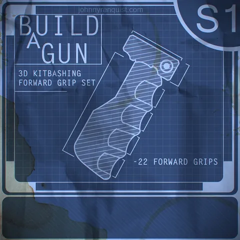 Build A Gun Forward Grips - Blender 3d models