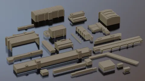Buildings Facility Kitbash - Blender 3d models