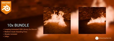 Medium Standing Fire Assets - Blender scenes