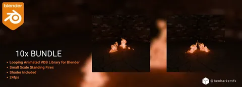 Small Standing Fire Assets - Blender 3d models