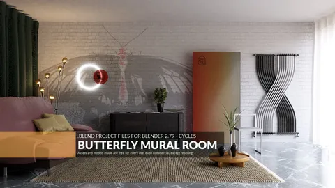 Butterfly Mural Room - Blender scenes