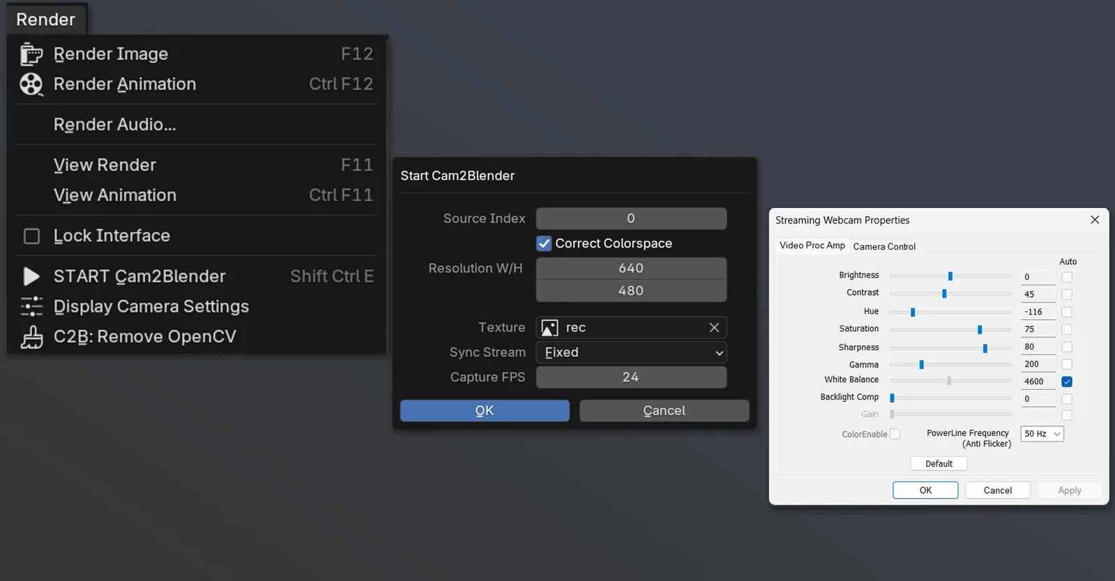 Cam2Blender screenshot 2