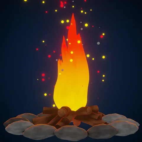 Procedural Camp Fire - Blender geometry nodes