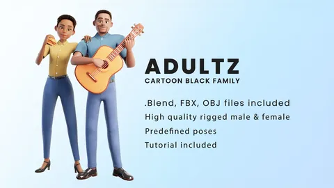 Cartoon Black Family - Blender 3d models