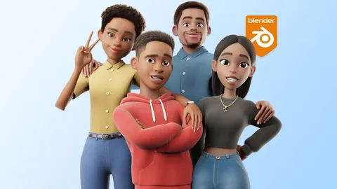 Cartoon Black Family - Blender 3d models