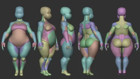 Cartoon Chubby Female Blockout - Blender 3d models