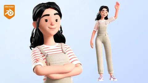 Cartoon Designer Girl - Blender 3d models