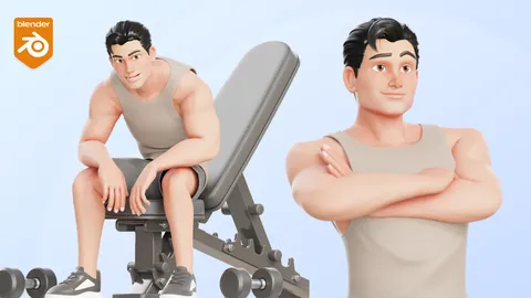 Cartoon Fitness Man - Blender 3d models