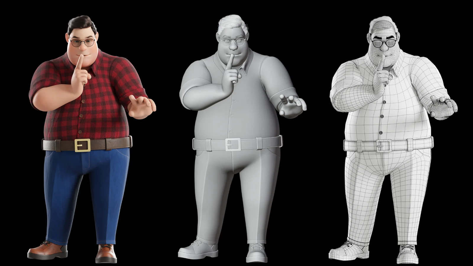 Cartoon Fat Man Character Rigged screenshot 4