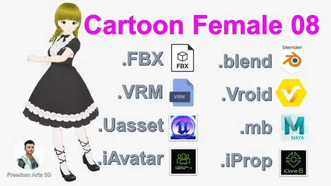 Cartoon Female 08 - Blender 3d models