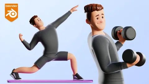 Cartoon Fitness Man - Blender 3d models