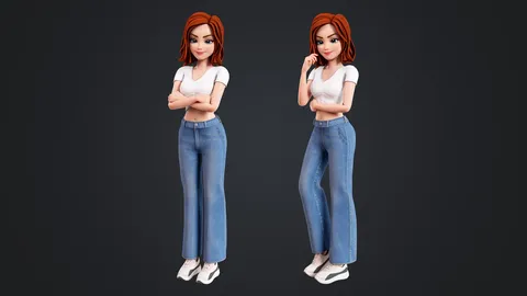 Cartoon Girl Rigged - Blender 3d models