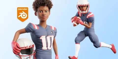 Cartoon NFL Football Player - Blender 3d models