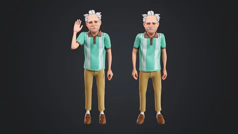 Cartoon Old Man - Blender 3d models