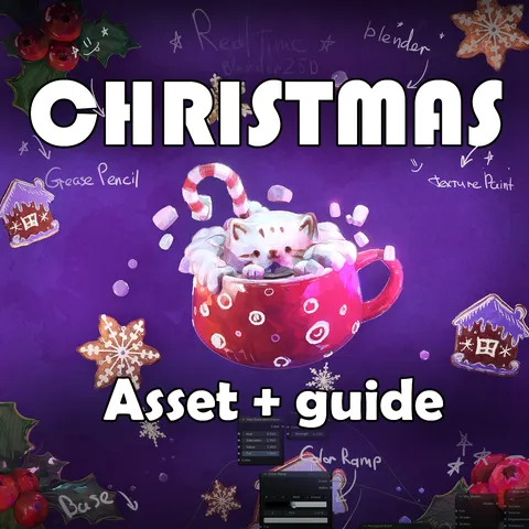 Cat Christmas 2.5D - Blender 3d models