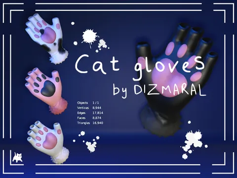 Cat Gloves - Blender 3d models