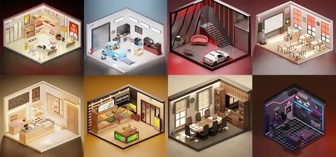 Characterz 5: Roomz - Blender scenes