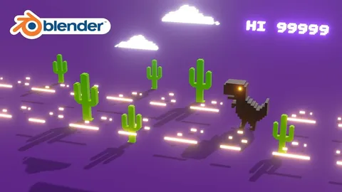 Chrome Dino Game - Blender scenes