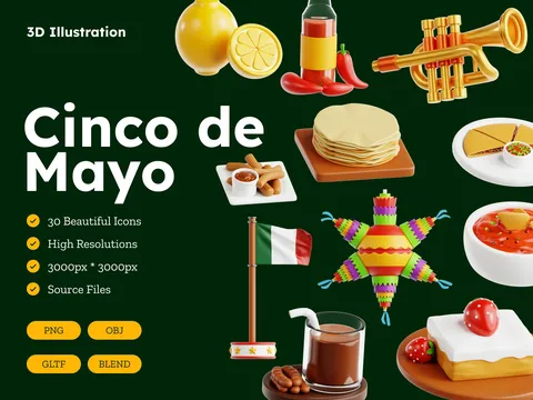Cinco De Mayo 3D Illustration - Blender 3d models