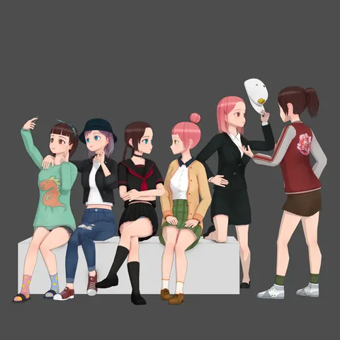 Clothes Switchable Anime Girl - Blender 3d models