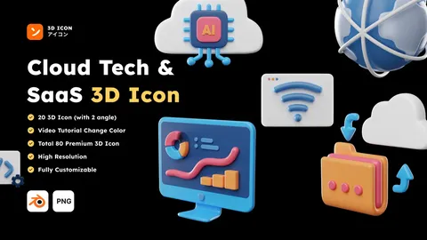 Cloud Tech & SaaS 3D Icons - Blender 3d models