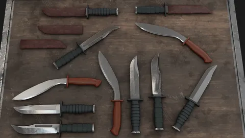 Combat Knife Collection - Blender 3d models