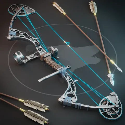 Tomb Raider Compound Bow Rig - Blender 3d models