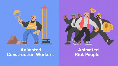 Construction Workers & Riot People - Blender 3d models