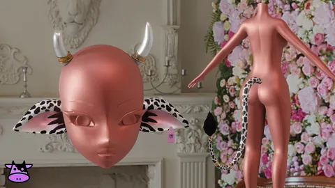 Cow Ears and Tail - Blender 3d models