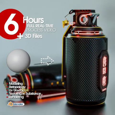 Grenade Modeling Process - Blender tutorials & courses