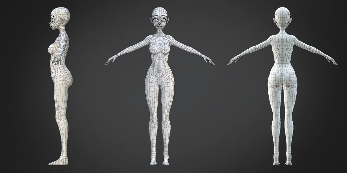 Customizable Anime Female Base Mesh screenshot 2