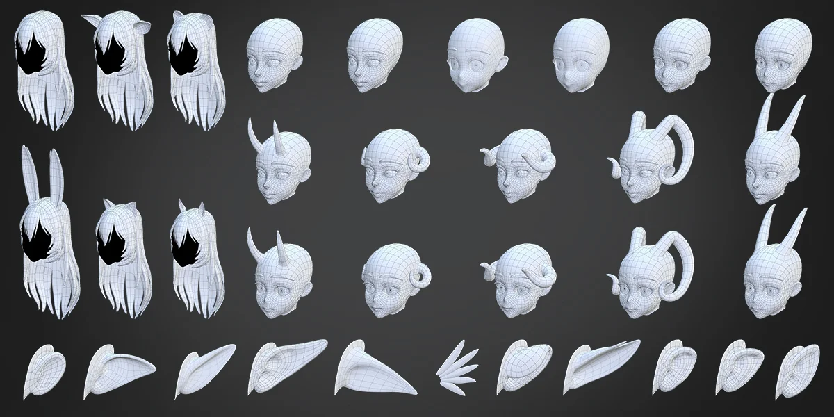 Customizable Anime Female Base Mesh screenshot 4