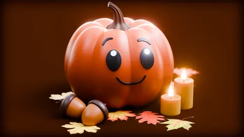 Cute Fall Pumpkin Scene - Blender scenes