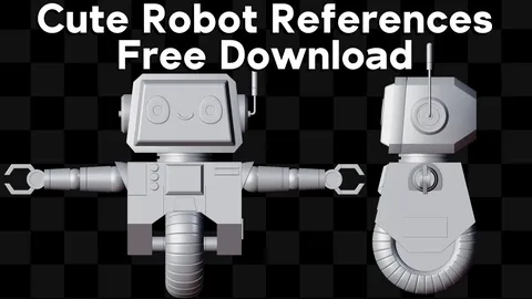 Cute Robot Modeling Blueprints - Blender tutorials & courses