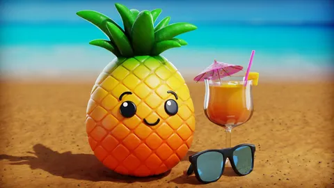 Cute Summer Pineapple - Blender scenes
