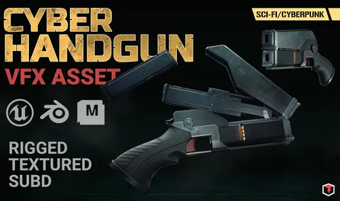 Cyber Handgun - Blender 3d models