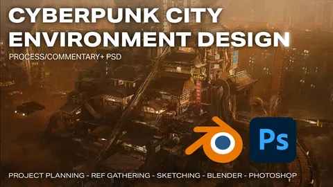 Cyberpunk City Concept Art - Blender tutorials & courses