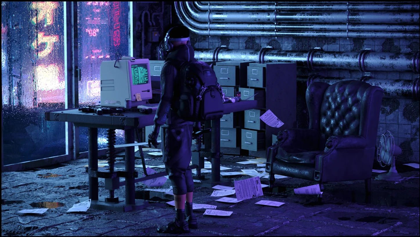 Cyberpunk Rain Scene screenshot 2