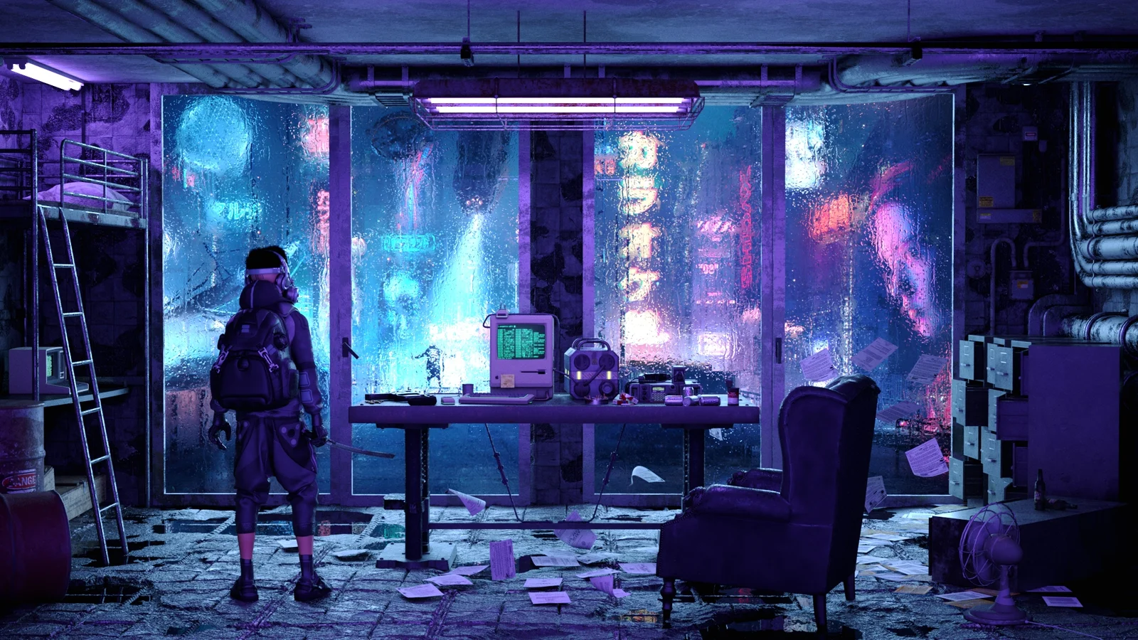 Cyberpunk Rain Scene screenshot 3