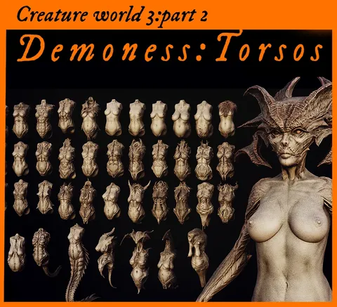 Demoness Part 2: 40 Torsos - Blender 3d models