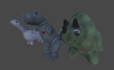 Dino And Other Plushies - Blender 3d models