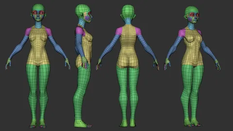 Disney Female Lowpoly Basemesh - Blender 3d models