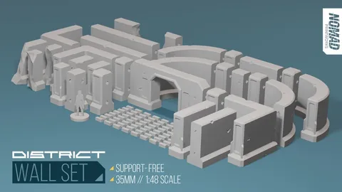 District Modular Wall Set - Blender 3d models