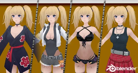 Grok Ani Companion AI Model - Blender 3d models