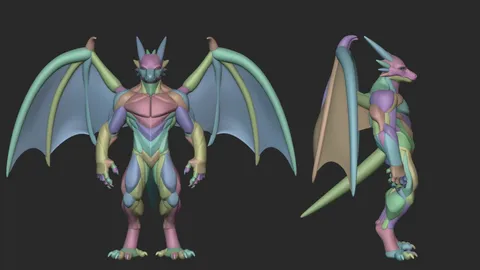 Dragon Warrior Blockout - Blender 3d models
