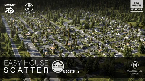 Easy House Scatter - Blender geometry nodes