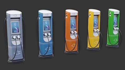 Electric Vehicle Charging Station - Blender 3d models