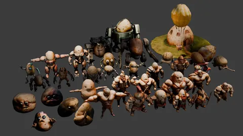 Epic Potato Warriors Kitbash - Blender 3d models