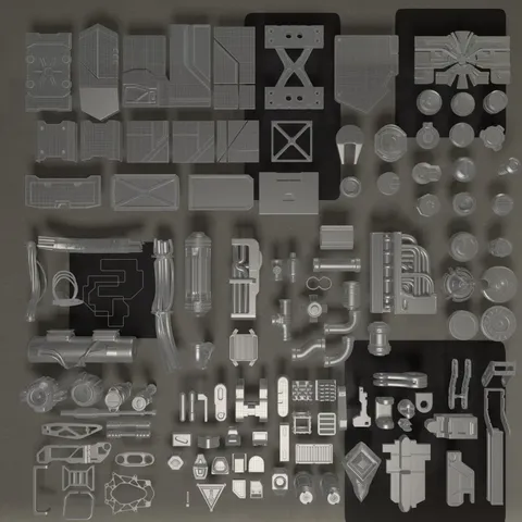 Everyday Hard Surface Kitbash - Blender 3d models