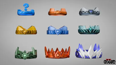 9 Ranked Crowns - Blender 3d models